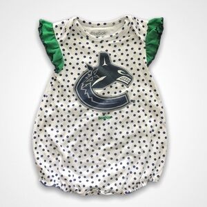 4/$20 Reebok Canucks White Polkadot Onesie